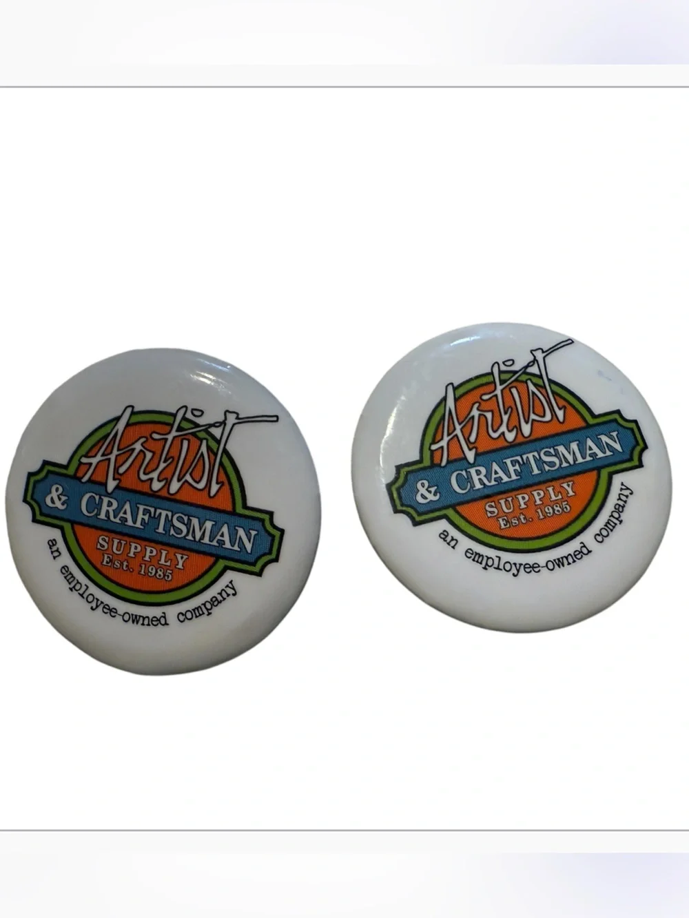 Artist & Craftsman Supply Company Pin  2 Buttons 1.25